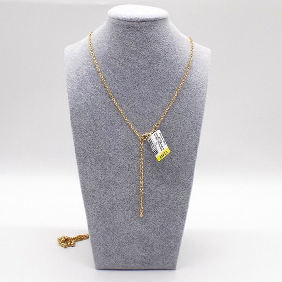 INC Gold-Tone Long Necklace Tassel Floral Pendant with Crystals - Picture 4 of 5